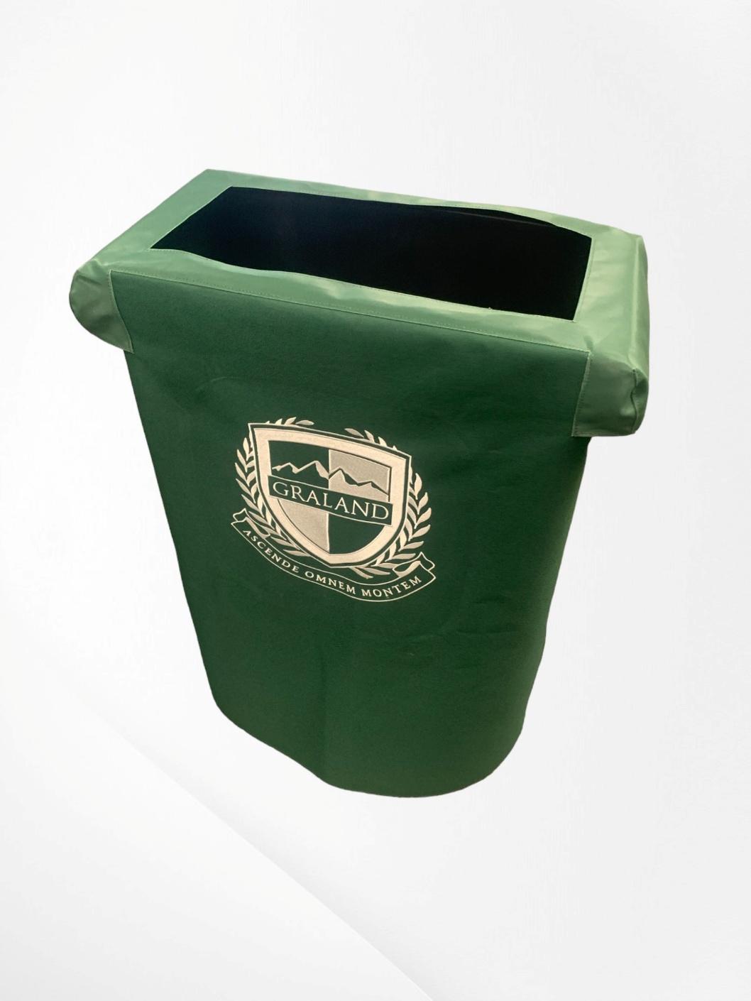 Custom green Garland trash can cover